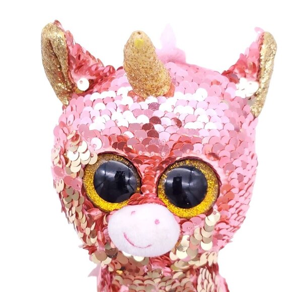 Ty Flippables Plush Unicorn “Sunset” Pink With Reversible Sequin NEW Tagged - Picture 7 of 8